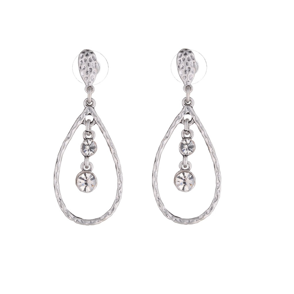 Antiqued Silver Tear Drop Style Earring Set